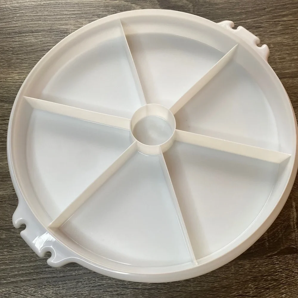 TWO Vintage Tupperware Divided Serving‎ Trays with Lids White